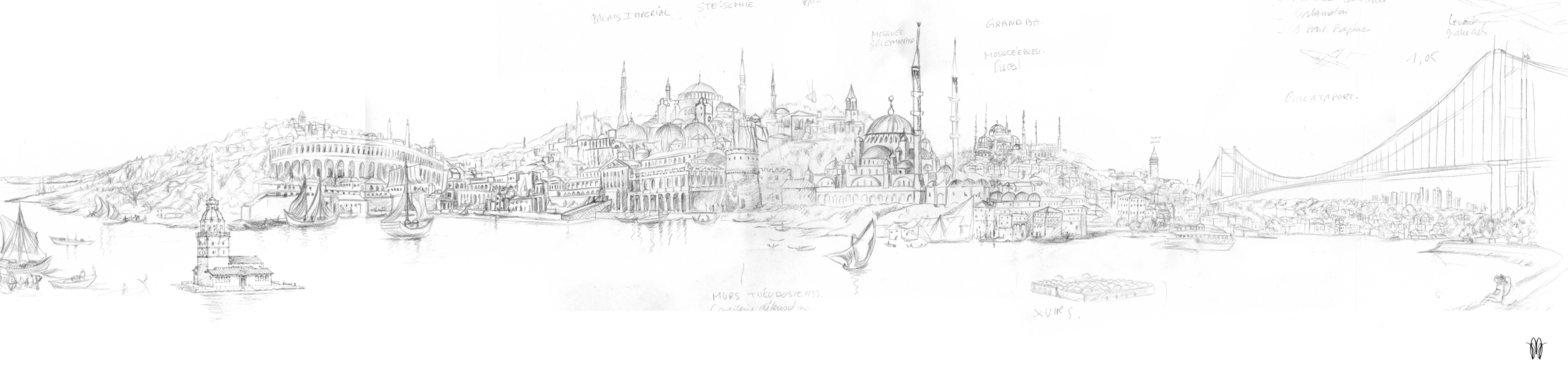 DESSIN PREPARATOIRE ISTANBUL 1 scaled Magali Masselin · ARTISTE PEINTRE
